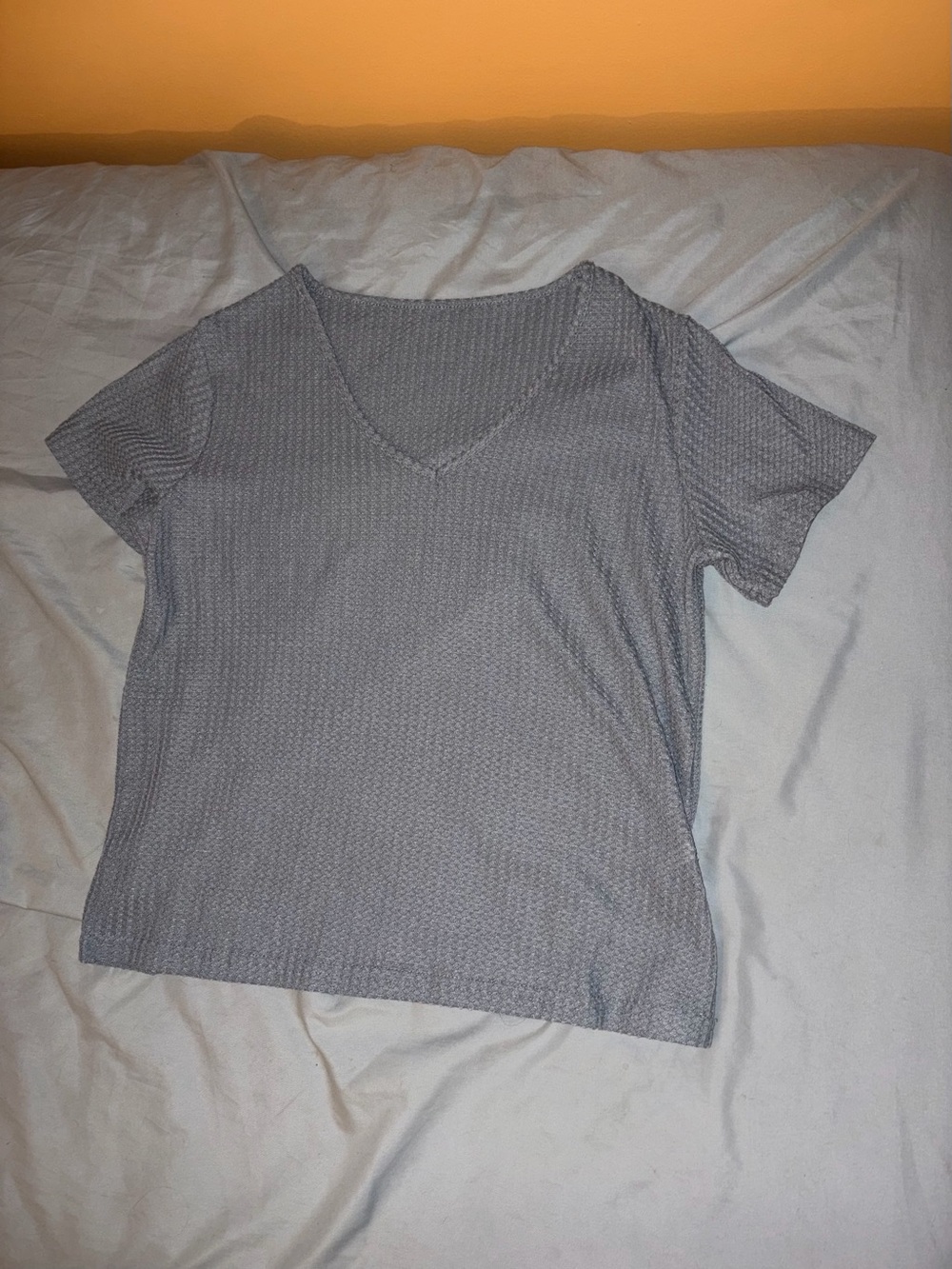Short Sleeve V-Neck Top - Slate Blue